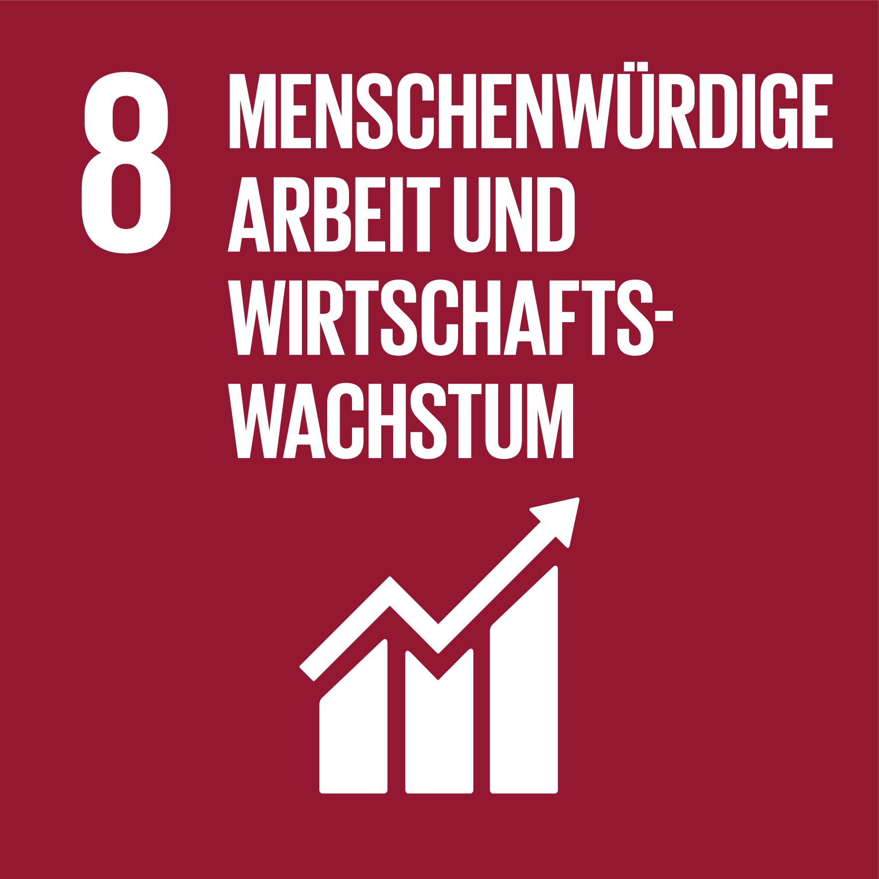 Icon Sustainable Development Goals SDG Nachhaltigkeitsziel Wirtschaftswachstum (Vereinte Nationen (UN)) Icon Sustainable Development Goals SDG Nachhaltigkeitsziel Wirtschaftswachstum