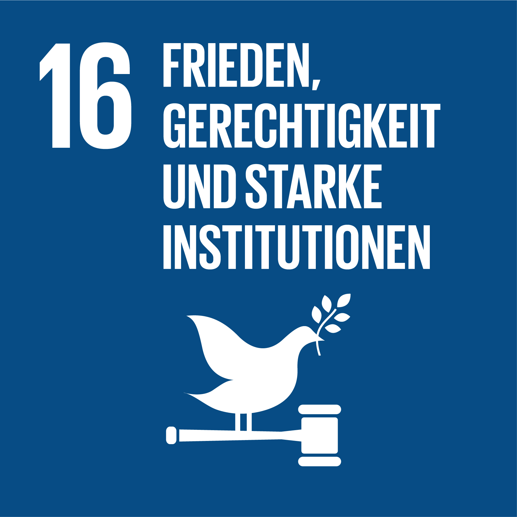 Icon Sustainable Development Goals SDG Nachhaltigkeitsziel Frieden Gerechtigkeit (Vereinte Nationen (UN)) Icon Sustainable Development Goals SDG Nachhaltigkeitsziel Frieden Gerechtigkeit