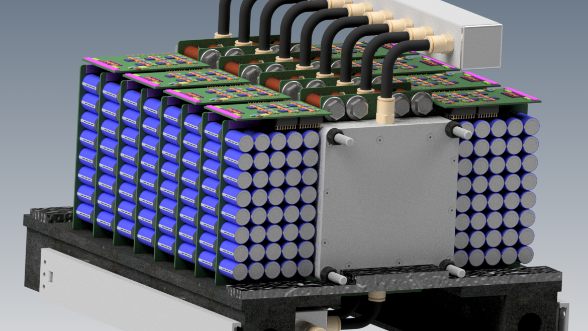 Die Abbildung zeigt einen halbes Phasenmodul des modularen Mehrpunktumrichters. Die geplant Bemessungsstrom der Submodule liegt bei 1kA 