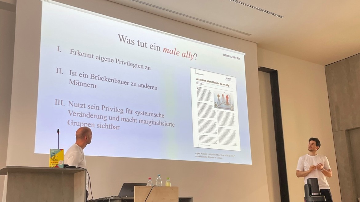 was tut ein male ally? Präsentation auf einer Leinwand