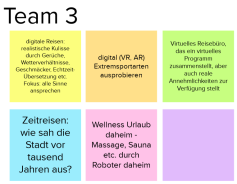 Wie wäre es mit einer digitalen Reise, die alle Sinne anspricht? Z. B. eine Reise in die Vergangenheit… Welche ethischen Auswirkungen hätte dieses Zukunftsszenario für die Reisenden, die Reiseziele, die Umwelt etc.? (Screenshot: Hochschule München)