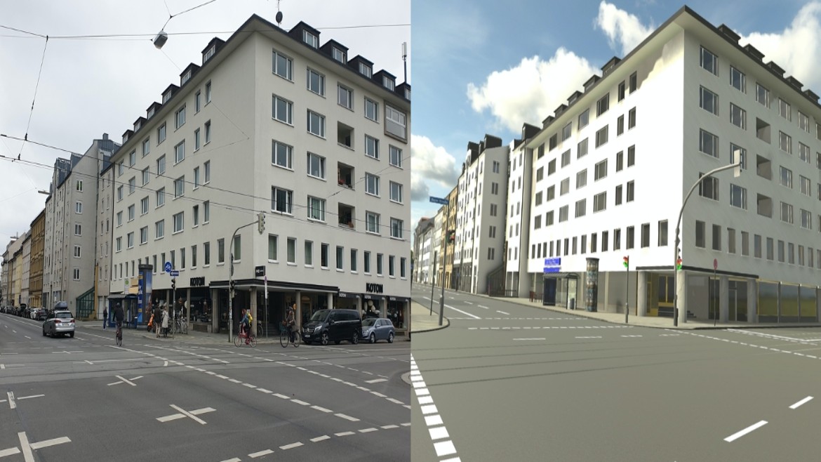 Renderansicht neben Foto