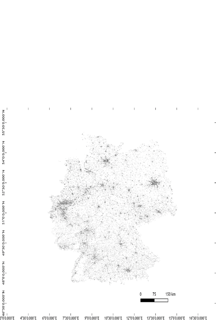 Quicklook des Global Urban Footprints von Deutschland (DLR 2016) Thematische Karte