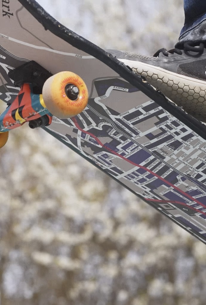Skateboard mit Stadtplan