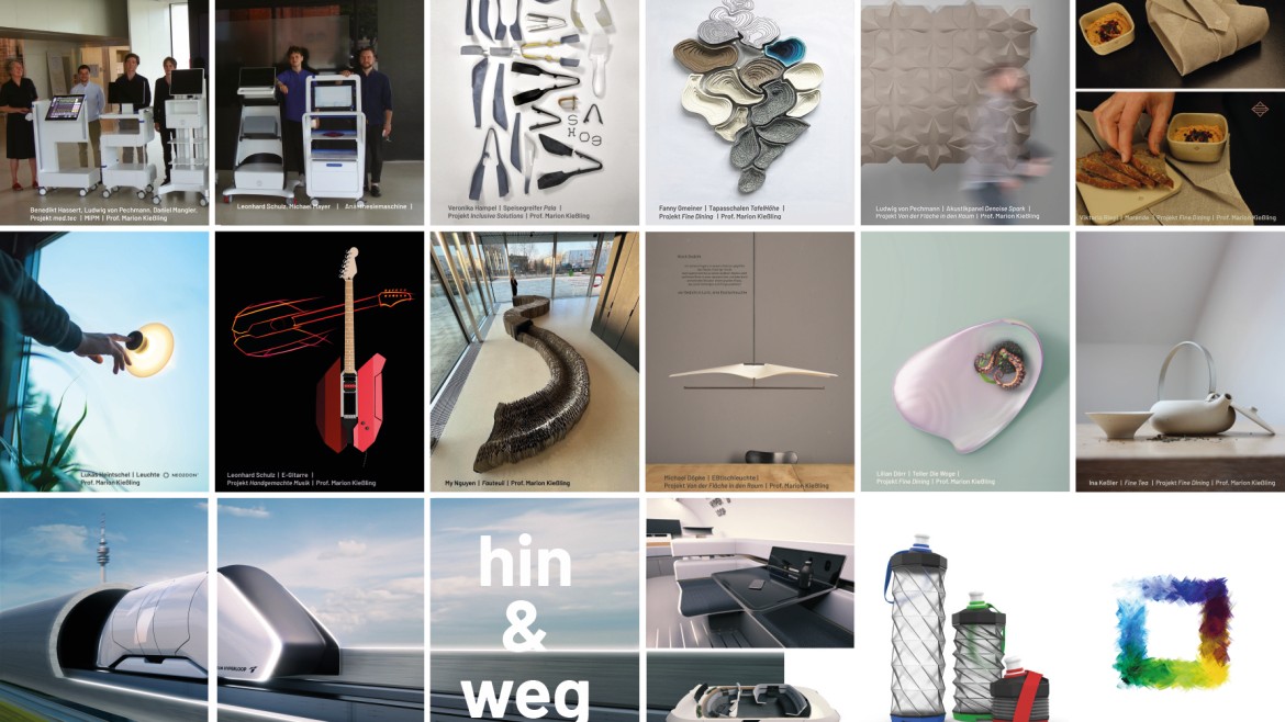 Bild zeigt ein Plakat mit mehrere Industriedesign Projekte